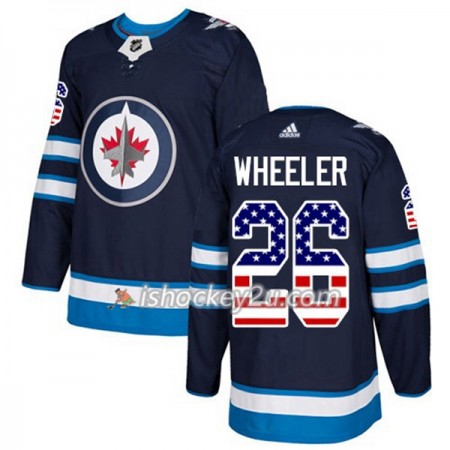 Mænd NHL Winnipeg Jets Trøje Blake Wheeler 26 Adidas 2017-2018 Marine Blå USA Flag Fashion Authentic